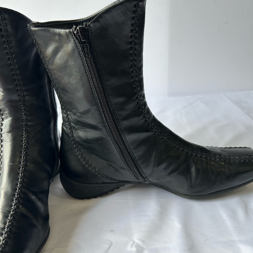 Vintage Paul Green Munchen Black Leather Ankle Boots Size 4 UK 6.5 US - Picture 2 of 7
